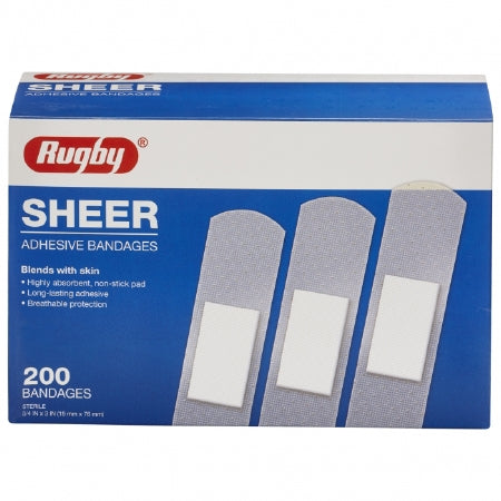 Major Pharmaceuticals Rugby Adhesive Strip 3/4 X 3 Inch Plastic Rectangle Sheer Sterile - 536111932