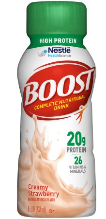 Nestle Healthcare Nutrition Boost High Protein Oral Supplement Creamy Strawberry Flavor 8 oz. Bottle Ready to Use - 12324305