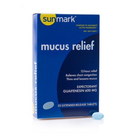 McKesson sunmark mucus E.R. Cold and Cough Relief 600 mg Strength Extended Release Tablet 20 per Box - 70677004901