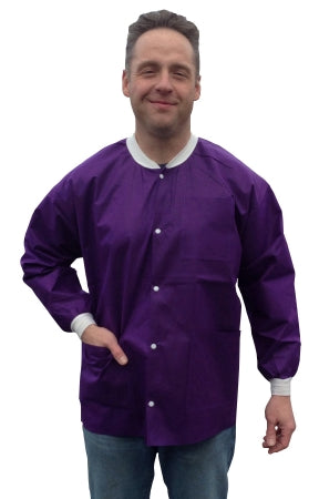 Valumax International ValuMax Extra-Safe Lab Jacket Eggplant Large Long Sleeves Hip Length - 3630EPL