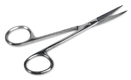 Medline - Iris Scissors 4-1/2 Inch Length Floor Grade Stainless Steel Sterile Finger Ring Handle Straight Sharp Tip / Sharp Tip - DYND04025