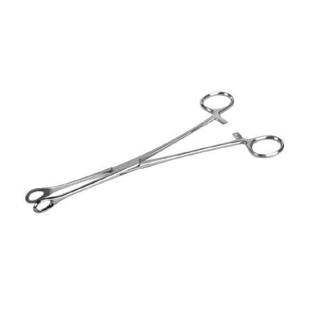 Medline - Sponge Forceps 9-1/2 Inch Length Floor Grade Stainless Steel Sterile Ratchet Lock Finger Ring Handle Straight Fenestrated, Serrated Oval Jaws - DYND04012
