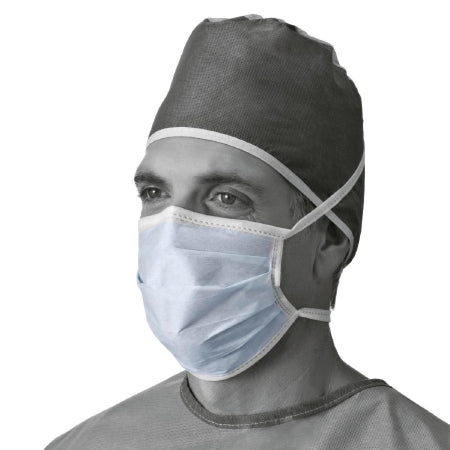 Medline - Surgical Mask Pleated Tie Closure One Size Fits Most Blue NonSterile Not Rated Adult - NON27600