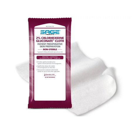 Sage - Skin Prep Wipe 6 per Pack Soft Pack 2% Strength CHG (Chlorhexidine Gluconate) NonSterile - 9707