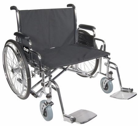 Drive Medical Sentra EC Bariatric Wheelchair Desk Length Arm Padded, Removable Arm Style Spoke Wheel Black 28 Inch Seat Width 700 lbs. Weight Capacity - STD28ECDDA-ELR