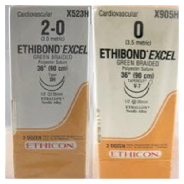 Ethicon Inc,a J & J Company Suture 2-0 Coated Polyester Ur-6 Ethibond Excel Green 48" Braid 36/Bx - D8505