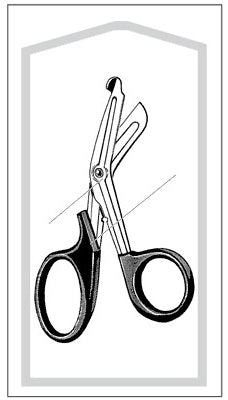 Econo - Utility Scissors 5-1/2 Inch Length Floor Grade Stainless Steel / Plastic Sterile Finger Ring Handle Angled Blunt Tip / Blunt Tip - 96-2701