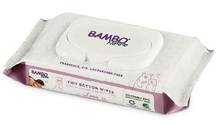 Abena North America Bambo Nature Tidy Bottom Baby Wipe Soft Pack Water / Glycerin / Sodium Laureth-11 Carboxylate Unscented 50 Count - 114809