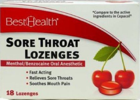 McKesson Best Health Sore Throat Relief Lozenge 18 per Box - 599-18