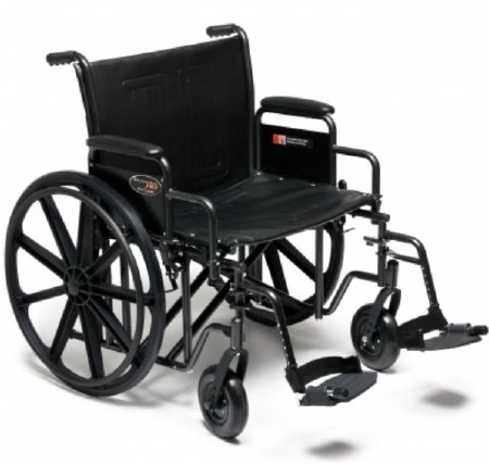 Graham-Field Traveler HD Bariatric Wheelchair Heavy Duty Full Length Arm Removable Arm Style Mag Wheel Black 20 Inch Seat Width 500 lbs. Weight Capacity - 3G010350