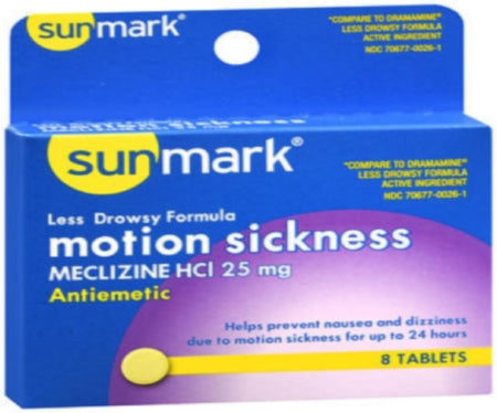 McKesson sunmark Nausea Relief 25 mg Stength Tablet 8 per Box - 70677002601