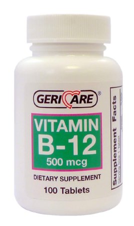 McKesson Geri-Care Vitamin Supplement Vitamin B12 500 mcg Strength Tablet 100 per Bottle - 886-01