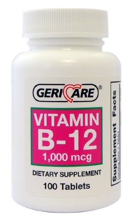 McKesson Geri-Care Vitamin Supplement 1000 mcg Strength Tablet 100 per Bottle - 896-01