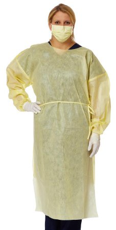 QuickComply - Protective Procedure Gown X-Large Yellow NonSterile AAMI Level 2 Disposable - Medline - NONLV240XL