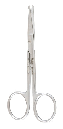 Milltex - Eye Scissors 4-1/8 Inch Length OR Grade German Stainless Steel NonSterile Finger Ring Handle Straight Blade Blunt Tip / Blunt Tip - 18-1430