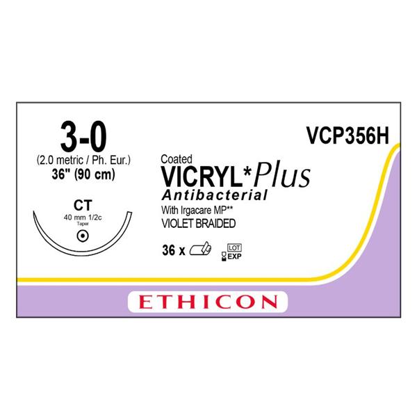 Ethicon Inc,a J & J Company Suture 3-0 Tcs/Pg910 Ct Coated Vicryl Plus Violet 36" Braid 36/Bx - VCP356H