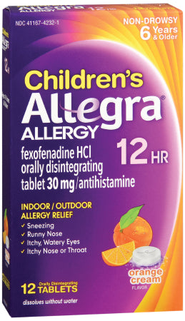 Sanofi Pasteur Children's Allegra Children's Allergy Relief 30 mg Strength Tablet 12 per Box - 41167423201