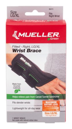 Mueller Green - Wrist Brace Plastic / Spandex Right Hand Black Large / X-Large - 86273
