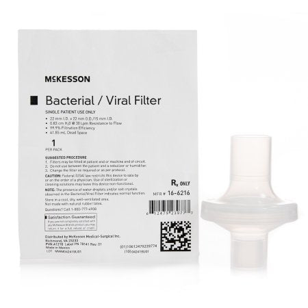 Mckesson Brand Bacterial / Viral Filter Mckesson 0.83 Cm H20 @ 30 Lpm - 16-6216