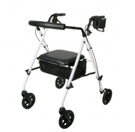 Luxe - 4 Wheel Rollator White Adjustable Height / Lightweight / Extra Wide / Folding - MDS86835W