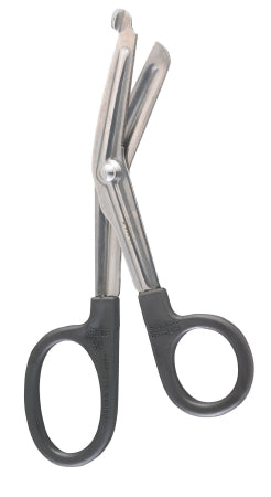 McKesson McKesson Argent Bandage and Utility Scissors Black 6-1/2 Inch Surgical Grade Stainless Steel / Plastic NonSterile Finger Ring Handle Angled Blunt/Blunt - 43-1-998