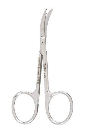 McKesson McKesson Argent Suture Scissors Shortbent 3-1/2 Inch Surgical Grade Stainless Steel (German) NonSterile Finger Ring Handle Curved Blunt/Blunt - 43-1-101
