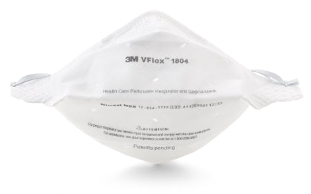 3M VFlex Particulate Respirator / Surgical Mask Flat Fold Elastic Strap One Size Fits Most White - 1804