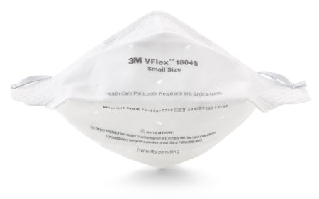 3M VFlex Particulate Respirator / Surgical Mask Flat Fold Elastic Strap Small White - 1804S