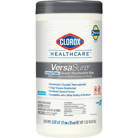 Clorox Healthcare VersaSure - Surface Disinfectant Cleaner Premoistened Manual Pull Wipe 85 Count Canister Scented NonSterile - 31757
