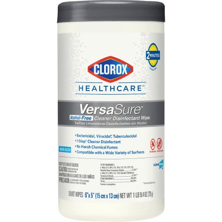 Clorox Healthcare VersaSure - Surface Disinfectant Cleaner Premoistened Manual Pull Wipe 150 Count Canister Scented NonSterile - 31758