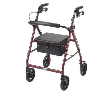 Drive Medical Drive 4 Wheel Rollator drive Red Adjustable Height Aluminum Frame - RTL10261RD