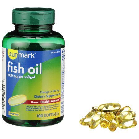 sunmark - Omega 3 Supplement Fish Oil 1000 mg Strength Softgel 100 per Bottle - 01093988244