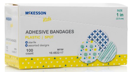 McKesson McKesson Kids Adhesive Spot Bandage 1 Inch Plastic Round Kid Design (Assorted Print) Sterile - 16-4832-17