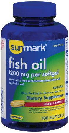 McKesson sunmark Omega 3 Supplement Fish Oil 1200 mg Strength Softgel 100 per Bottle - 10939890404