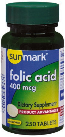McKesson sunmark Vitamin Supplement Folic Acid 400 mcg Strength Tablet 250 per Bottle - 1093989344