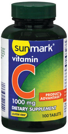McKesson sunmark Vitamin C Supplement Ascorbic Acid 1000 mg Strength Tablet 100 per Bottle - 1093990044