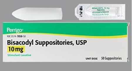 Perrigo Company Perrigo Laxative Suppository 50 per Box 10 mg Strength Bisacodyl USP - 574705050
