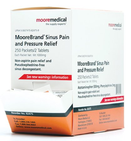 McKesson McKesson Cold and Sinus Relief 500 mg - 5 mg Strength Tablet 2 per Pack - 82475