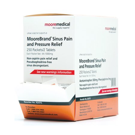 McKesson Brand - Cold and Sinus Relief 500 mg - 5 mg Strength Tablet 2 per Pack - 82475