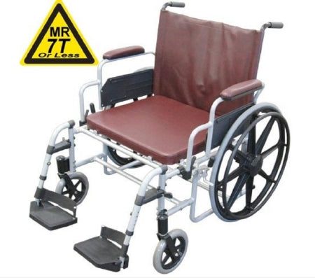Magmedix MRI Non-Magnetic Wheelchair Desk Length Arm Padded, Removable Arm Style Burgundy 24 Inch Seat Width 500 lbs. Weight Capacity - 03-FER-WC24DFB