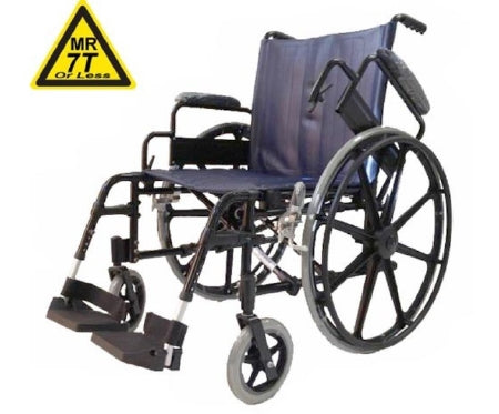 Magmedix MRI Non-Magnetic Wheelchair Desk Length Arm Padded, Removable Arm Style Dark Blue 24 Inch Seat Width 500 lbs. Weight Capacity - 03-FER-WC24DFBL