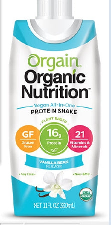 Orgain Inc Organic Nutrition Vegan Oral Protein Supplement Vanilla Bean Flavor 11 oz. Carton Ready to Use - 851770003223