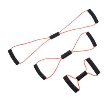 CanDo BowTie - Exercise Resistance Tubing with Handles Set Red Assorted Lengths Light Resistance - 10-5832
