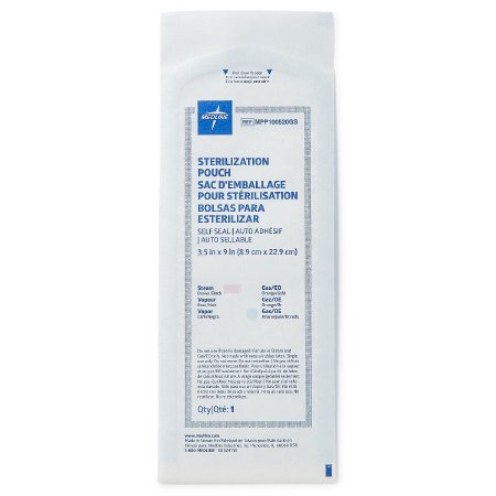 Medline - Sterilization Pouch Ethylene Oxide (EO) Gas / Steam 3-1/2 X 9 Inch Self Seal - MPP100520GS