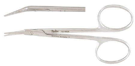 Miltex - Corneal Scissors Abeli 4-1/8 Inch Length OR Grade Stainless Steel NonSterile Finger Ring Handle Angled Left Blade Blunt Tip / Blunt Tip - 18-1604