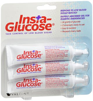 Valeant Pharmaceuticals Insta-Glucose Glucose Supplement 3 per Pack Gel Cherry Flavor - 24208074633