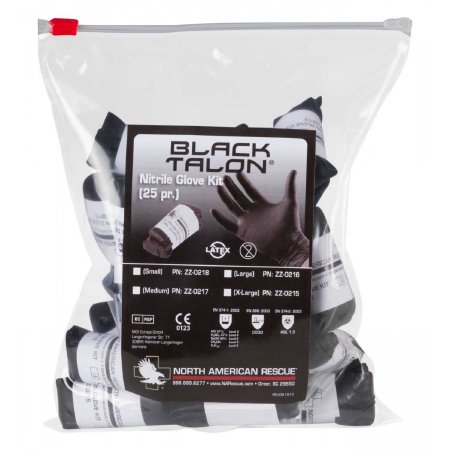 Black Talon - Exam Glove Medium NonSterile Nitrile Extended Cuff Length Fully Textured Black Not Chemo Approved - ZZ-0217