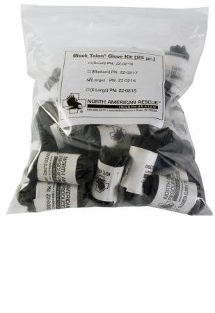 North American Rescue Black Talon Exam Glove X-Large NonSterile Nitrile Extended Cuff Length Fully Textured Black Not Chemo Approved - 70-0004
