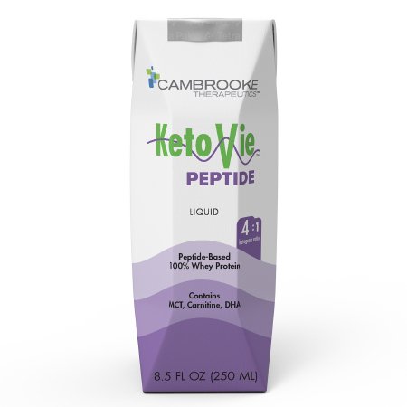 KetoVie Peptide 4:1 - Ketogenic Oral Supplement / Tube Feeding Formula Unflavored 8.5 oz. Carton Ready to Use - 50303