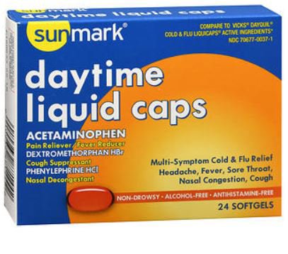LNK International DayQuil Cold and Cough Relief 325 mg - 10 mg - 5 mg Strength Softgel 24 per Box - 70677003701